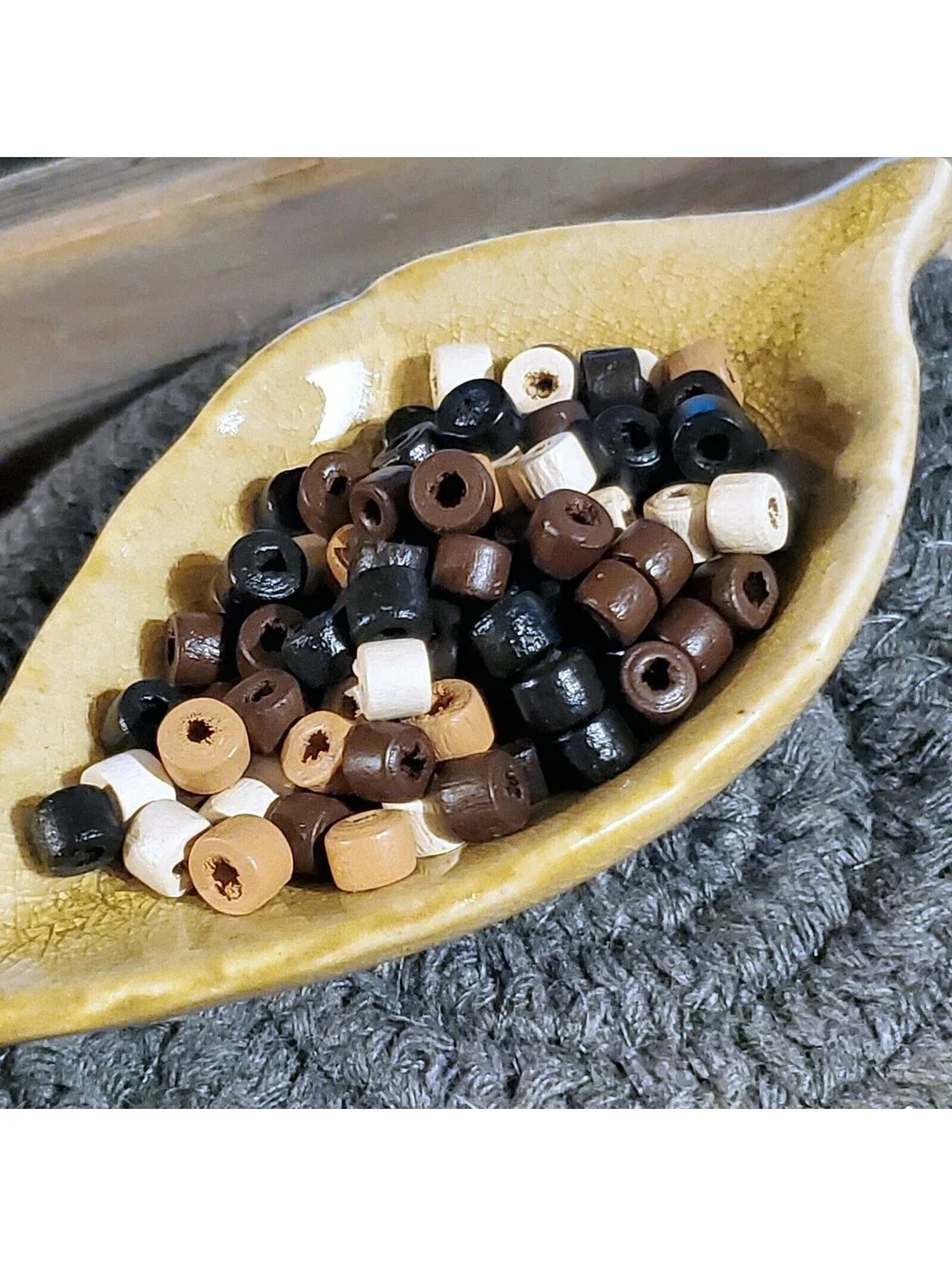 Bulk Lot Sustainable Round Heishi Wood Beads 5x4mm Brown Black Tan White 100 pcs